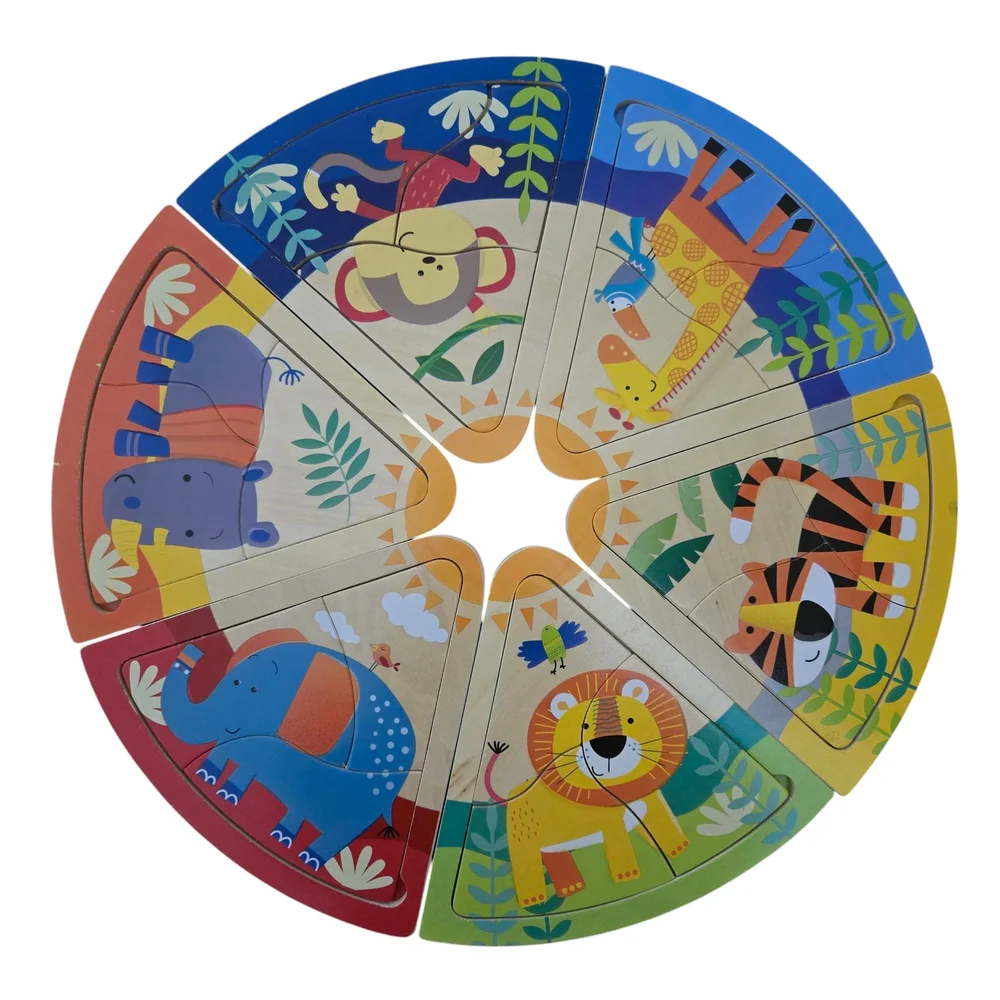 Animal Wood Pizza Puzzle Game